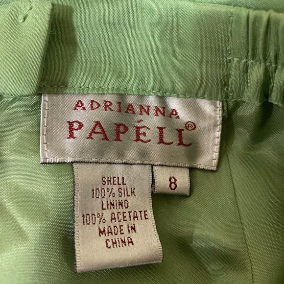 Vintage Adrianna Papéll 100% Silk Embroidered Beaded Trousers Green Size 8 - Picture 6 of 6